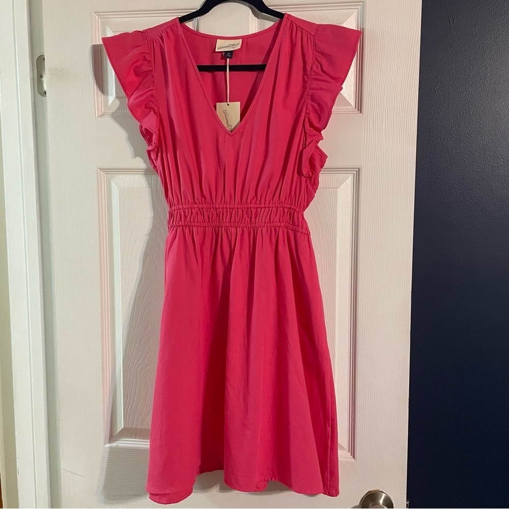 Pink Ruffle Sleeve Dress